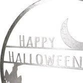 17" Silver Flying Witch Happy Halloween Wall Sign